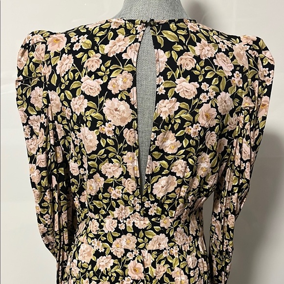 ZARA NWOT Puff Sleeves Floral Print Mini Dress Open Back, Size L - Picture 11 of 14